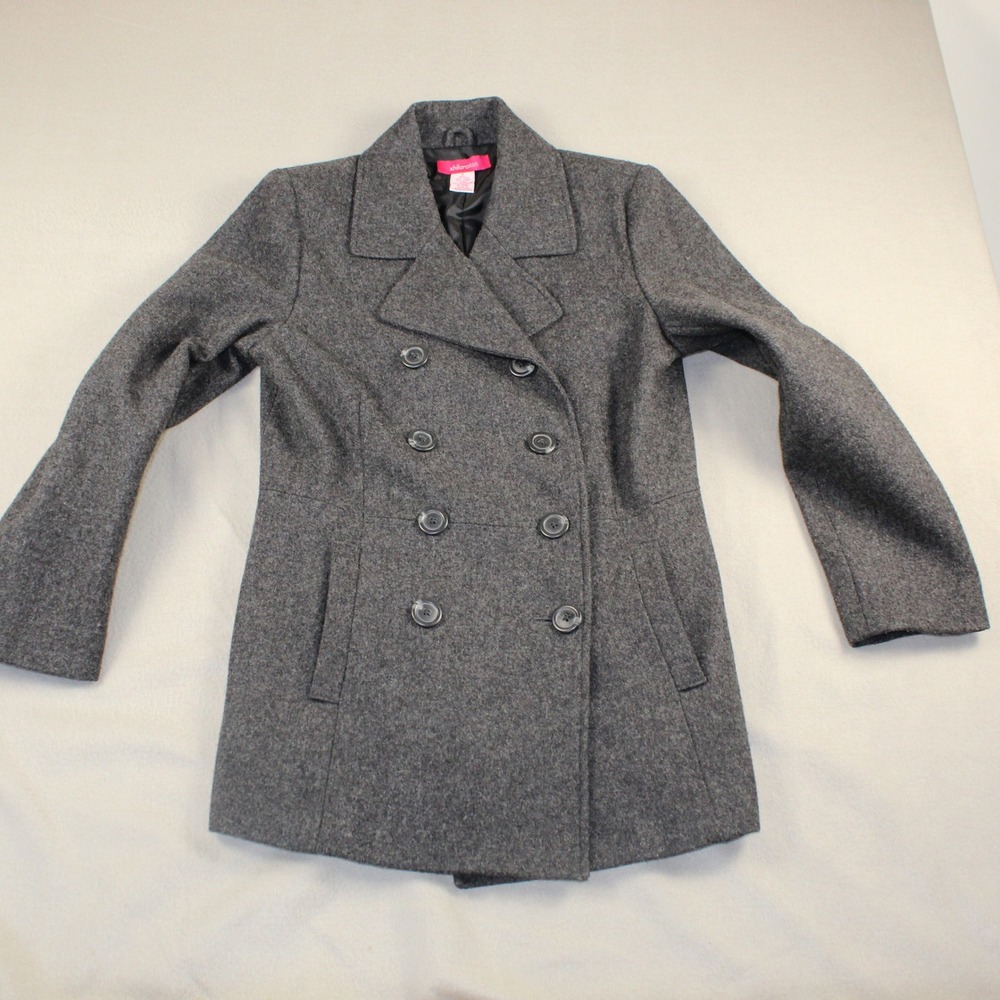 Xhilaration Pea Coat Double Breasted Wool Blend S Gray Outerwear Winter Jacket